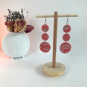 Handmade Clay Earrings - Pink and Silver Clouds